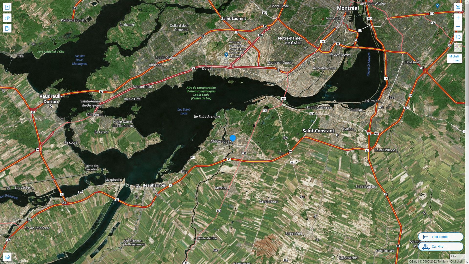 Chateauguay Highway and Road Map with Satellite View